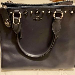 Coach Navy Blue Shoulder Bag w/ Silver-tone Hardware